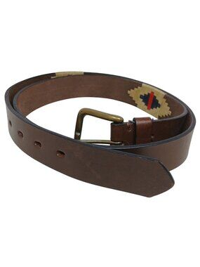 Gaucho Brown Leather Belt 110 cm 43-45 Embroidered Western Tribal w/Buckle #I-2A